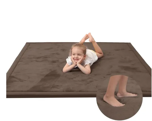 Miniatura 72 de Huloo Sleep - Tapete de juego para bebé, tapete de espuma viscoelástica de 1.3 pulgadas de grosor, terciopelo coral suave, antideslizante, Gris