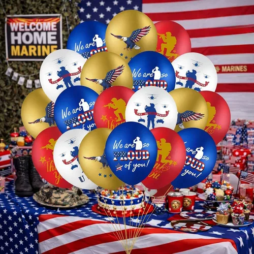 Miniatura 3 de Skylety 24 globos de fiesta de los marines de Estados Unidos Día de los Veteranos, Día conmemorativo de la Independencia, despliegue de regreso