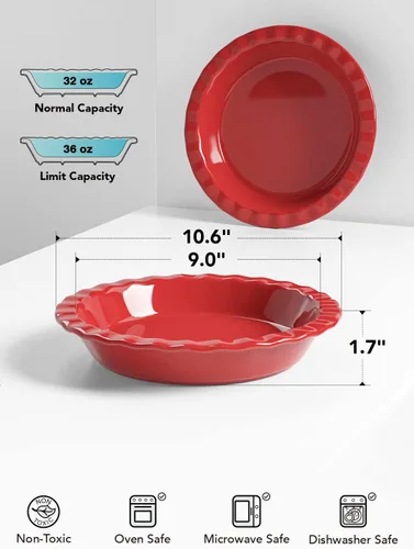 Miniatura 5 de LE TAUCI - Juego de 2 sartenes para tarta de manzana, tarta de nuez Rojo