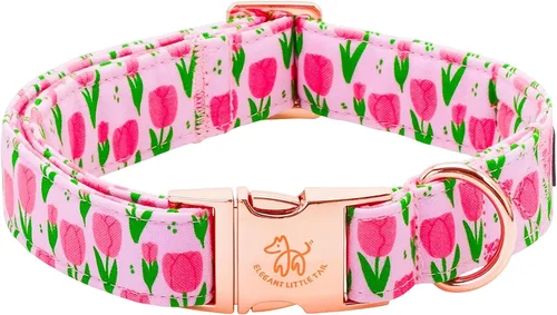 Miniatura 32 de Elegant Little Tail - Collar para perro de otoño, collar floral naranja duradero para perros medianos, ajustable para mascotas macho o hembra