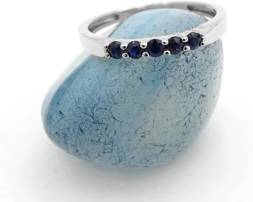 Miniatura 142 de Dazzlingrock Collection Anillo de boda redondo de 5 piedras preciosas o diamantes para mujer en oro macizo de 10 K/14 K/18 K