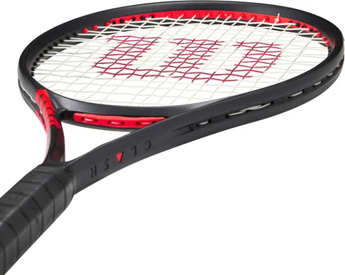 Miniatura 5 de Wilson Clash 100L V3 Strung - Raqueta de tenis para adultos, tamaño de agarre de 2-4 1/4 pulgadas, ensartada con Sensation 16 Natural a media