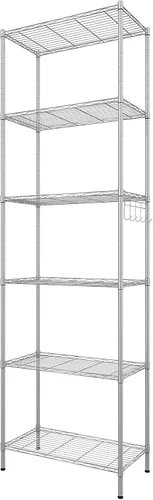 Himimi Estantería de alambre de 6 niveles, estante independiente, estantes de almacenamiento de metal, estante organizador resistente para garaje,