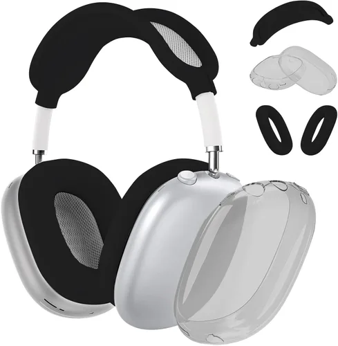 Miniatura 13 de Funda para AirPods Max, silicona suave antiarañazos con patrón de corazón dorado para auriculares Apple AirPods Max (negro)