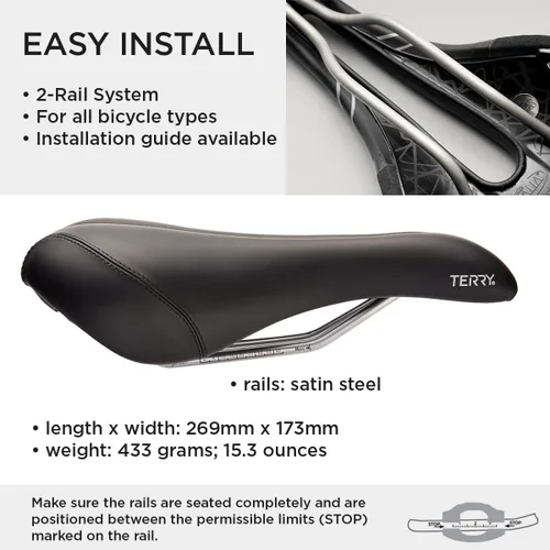 Miniatura 4 de Terry Liberator Y - Sillín de bicicleta de montaña para hombre, flexible y cómodo, funda Dura-Tek negra