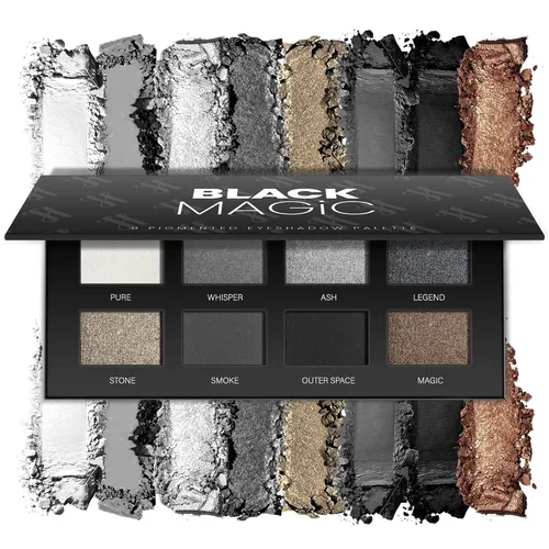 Paleta de sombras de ojos ahumadas negras, 8 colores, gris oscuro, sombra de ojos ahumada para maquillaje gótico, negro, plateado, blanco, gris,
