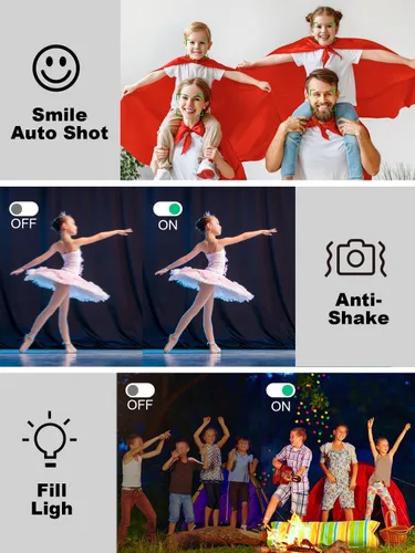 Miniatura 7 de Cámara digital para niños, adolescentes y principiantes – 48MP FHD 1080P, zoom digital 18X antivibración, LCD de 2.83 pulgadas + tarjeta de 32 GB