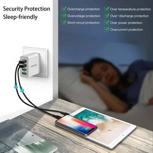 Miniatura 5 de iSeekerKit Paquete de 3 adaptadores de cargador de pared USB 3.0 de 4 puertos, bloque de carga rápida, compatible con Samsung Galaxy S10 S9 S8/Note