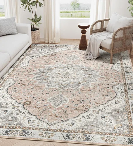 Miniatura 32 de befbee Alfombras de 6x9 pulgadas para sala de estar - Alfombras lavables a máquina resistentes a las manchas para dormitorio, alfombra de área
