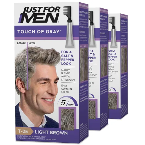 Miniatura 9 de Just For Men Touch of Gray, Kit de tinte de cabello para hombre con aplicador de peine para una fácil aplicación, ideal para un aspecto de sal