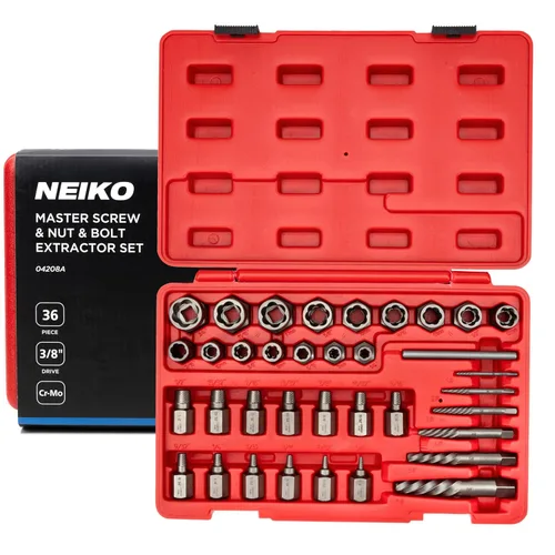 Miniatura 9 de NEIKO 04204A conjunto de extracción de tornillos y pernos con cabeza hexagonal y múltiples espárragos, extracción de tornillos fácil, removedor