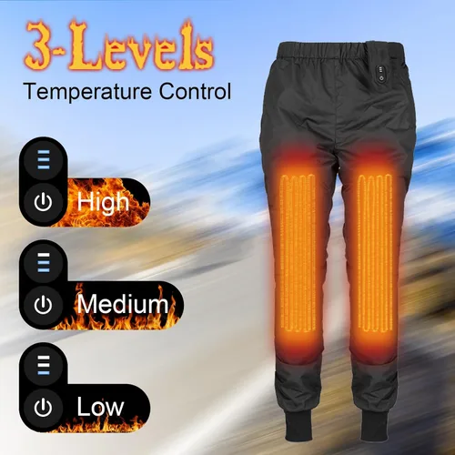 Miniatura 2 de MIDIAN Men's Winter Heated Pants with 2 Heat Zones, Black, Large, Long