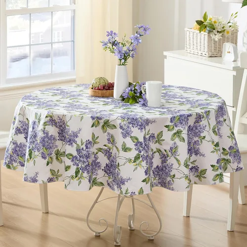 Miniatura 10 de Lilac Fields - Mantel pesado de franela de vinilo calibre 4, diseño floral de lilas moradas para interiores y exteriores, picnic, cocina, comedor