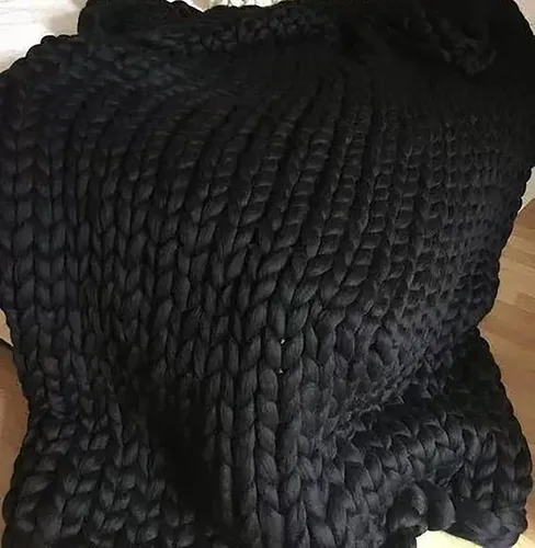 Miniatura 5 de XWCG Manta de punto grueso hecha a mano, suave, acogedora y cálida, manta de punto de lana gruesa para sofá, manta de moda para sofá, manta de yoga