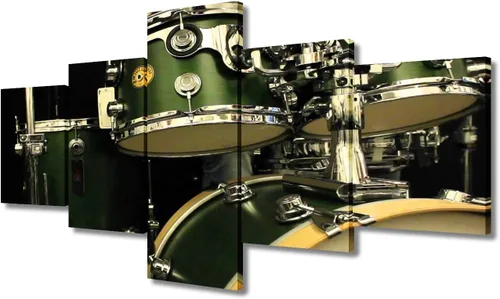 Miniatura 42 de Arte de pared en blanco y negro, kit de batería de jazz morado sobre fondo negro, pinturas de 5 paneles, lienzo, arte de pared para decoración