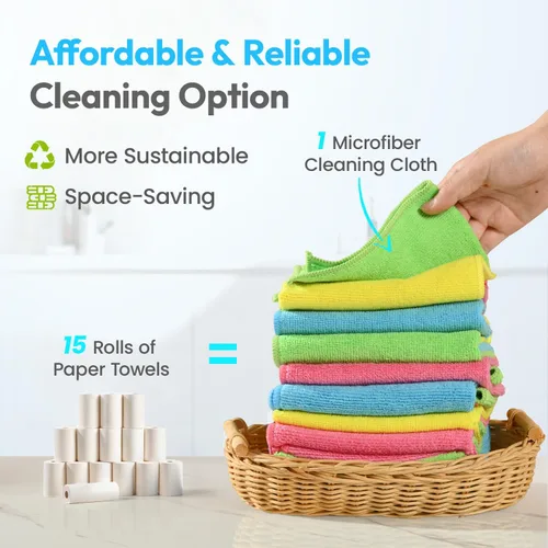 Miniatura 8 de Paño de limpieza de microfibra, paquete de 24, 12 x 12 pulgadas, varios colores Reutilizable Super Absorbente Suave Para La Cocina Casa Ventana