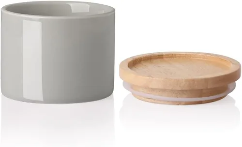 Miniatura 68 de Sweejar Kitchen Canisters - Tarro de cerámica para almacenamiento de alimentos, recipientes apilables con sello hermético y tapa de madera