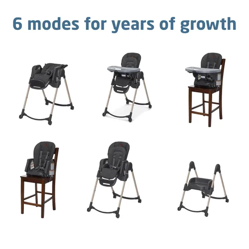 Miniatura 4 de Maxi-Cosi Minla - Silla alta 6 en 1 para bebés y niños pequeños, silla alta plegable portátil, tela EcoCare, 9 alturas, 5 reclinables, 4 posiciones