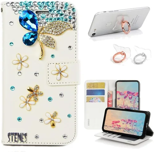 Miniatura 10 de Bling - Funda de piel con soporte para anillos, diseño 3D hecho a mano, 2 unidades, SBLDwRSSeries-18