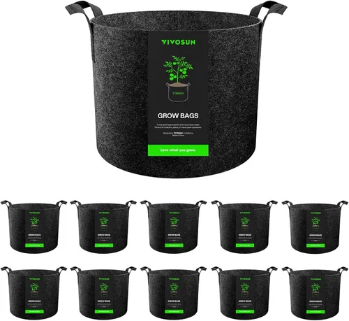 Miniatura 16 de VIVOSUN Paquete de 10 bolsas de cultivo de 7 galones, macetas de tela reforzadas para jardinería, color negro