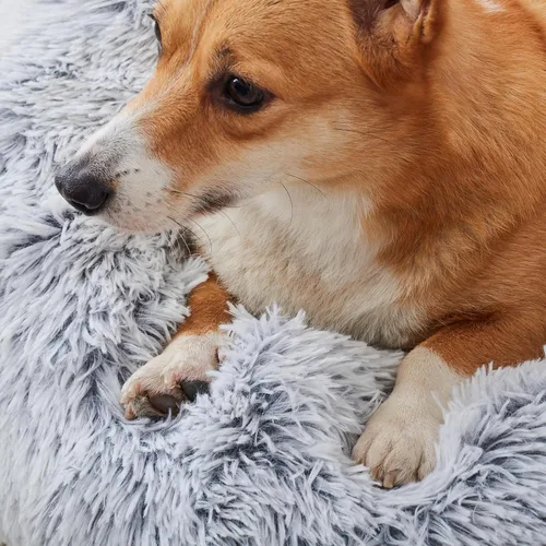Miniatura 89 de WESTERN HOME WH Cama calmante para perros y gatos, dona acogedora anti-ansiedad, cama redonda cálida y acogedora de piel sintética, suave y azul