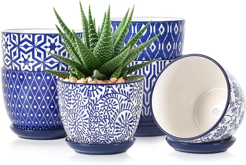 Miniatura 14 de Selamica Macetas de cerámica para suculentas de 2.4 pulgadas, mini macetas para plantas de cactus con agujeros de drenaje y platillos, decoración