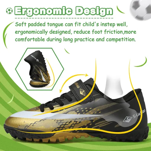Miniatura 3 de CBUSTER Zapatos de fútbol para niños y niñas, zapatos deportivos para interiores y exteriores