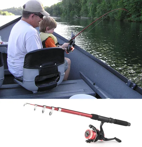 Miniatura 2 de Combo de Caña de Pescar Telescópica con Carrete 2pcs 5.9FT/6.89FT Caña de Pescar Plegable Carrete Giratorio Señuelos Bolsa de Aparejos Equipo