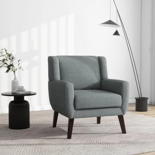 Miniatura 49 de Silla decorativa de piel sintética, moderna silla tapizada para sala de estar, cómodos asientos individuales con botones, asiento de lectura Negro