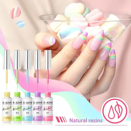 Miniatura 4 de RARJSM Arte de uñas en gel con líneas, conjunto de pintura de gel de colección de algodón de azúcar, pintura con alambre y dibujo de gel para diseño