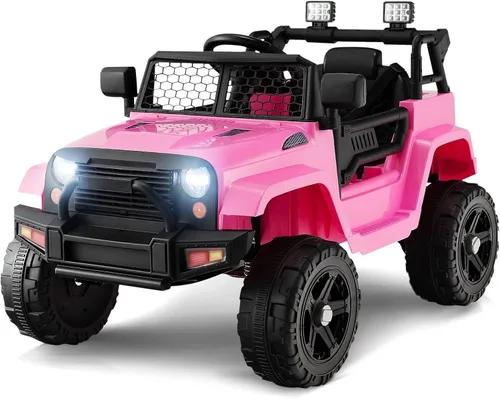 Miniatura 13 de OLAKIDS Camión de paseo para niños, vehículo eléctrico de 12 V con control remoto, juguete a batería para niños pequeños con 2 velocidades, Negro