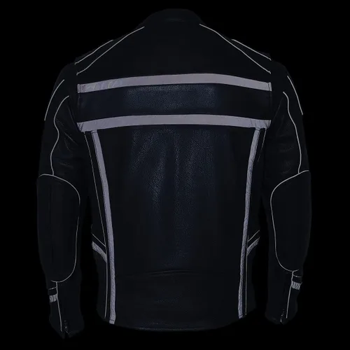 Miniatura 8 de Milwaukee Leather ML2083 - Chaqueta de cuero reflectante con ventilación para hombre