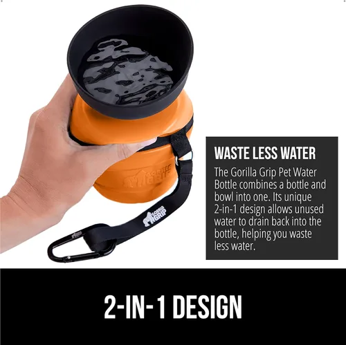 Miniatura 3 de GORILLA GRIP Botella de Agua para Perros, Dispensador de Tazón de Agua Portátil para Perros, 16 oz Botellas Exprimibles de Viaje para Mascotas a