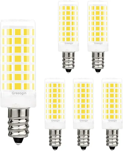 Miniatura 10 de Bombillas LED C7 E12 de 5 W, reemplazo E12 equivalente a halógeno de 50 W, luz diurna 6000 K, bombillas LED E12 para ventilador de techo