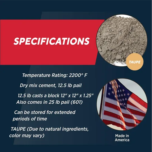 Miniatura 3 de Rutland balde de cemento maleable de 12.5 libras – Mezcla con agua (arcilla refractaria) soporta hasta 2,200 grados Fahrenheit.