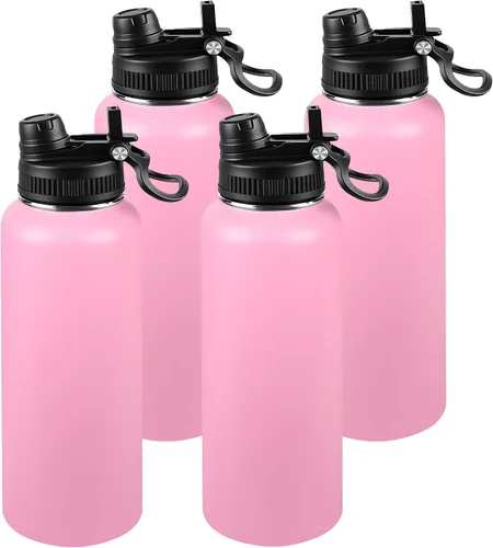 Miniatura 52 de Botella de agua aislada de 22 onzas, tapa 2 en 1 a prueba de fugas (sorbo/pajilla) + asa, botella de acero inoxidable para deportes, viajes, trabajo