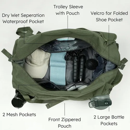 Miniatura 6 de Bolsa de gimnasio para hombre con compartimento para zapatos y bolsillo húmedo, bolsa de lona convertible y mochila de gimnasio, bolsas deportivas