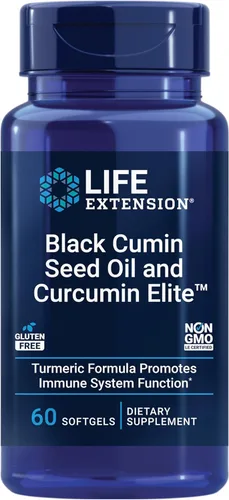 Life Extension Aceite de semilla de comino negro y extracto de cúrcuma de élite de curcumina – Suplemento – Fórmula para un sistema inmunológico