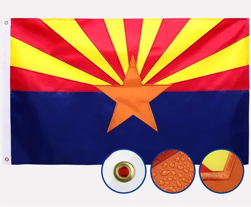 Bandera del estado de Arizona doble cara 3x5 para exteriores, las banderas AZ más duraderas, nailon resistente 210D, rayas cosidas, estrella