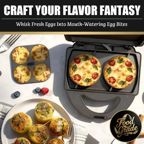 Miniatura 2 de FineMade Moldes de silicona para mordeduras de huevo para olla instantánea y máquina de bocados de huevo Sous Vide, 2 moldes grandes de 4 pulgadas