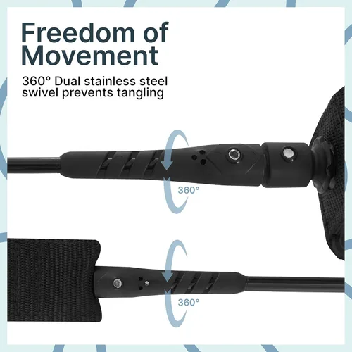 Miniatura 3 de BPS 'Storm' Premium 0.283 in Bobina SUP Correa de Paddleboard Correa de tobillo de liberación rápida, con bolsa de cintura impermeable Longboard