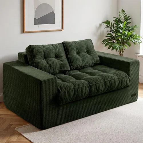 Miniatura 19 de MAXYOYO Sofá de dos plazas para sala de estar, sofá pequeño acolchado sin estructura, cómodo sillón tipo puf para espacios pequeños, dormitorio