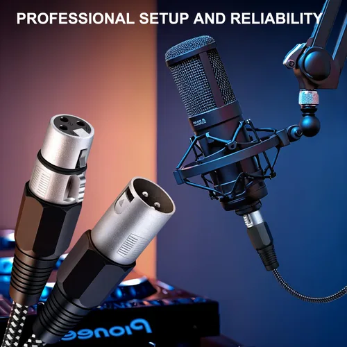 Miniatura 6 de Cable XLR KINXIYU 3 pies, cable de micrófono 3 Pin Nylong trenzado balanceado XLR macho a hembra, cables de parche de micrófono de servicio pesado