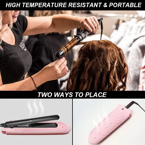 Miniatura 2 de Funda de silicona aislante para alisador de cabello, funda antideslizante de viaje para rizar y planchar, soporte portátil para rizador y rizador