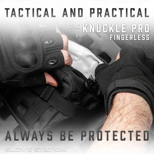 Miniatura 5 de Glove Station - Guantes tácticos de nudillos sin dedos para hombre - Guantes de motocicleta para tiro táctico, Airsoft, caza, trabajo policial