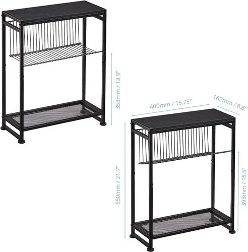 Miniatura 3 de Dulcii Mesa auxiliar pequeña para espacios pequeños – Mesa auxiliar delgada con soporte para revistas – Diseño 2 en 1, mesa auxiliar estrecha