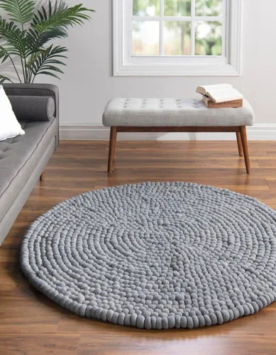 Miniatura 17 de Unique Loom Colección de Bolas de Felpa - Alfombra de área en forma de nube (2' redonda, color marfil)