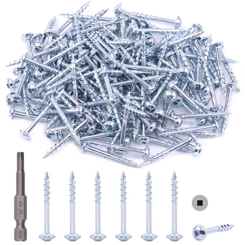 Miniatura 10 de Hilitchi Tornillos de acero de aleación #8 para agujeros de bolsillo de zinc resistentes a la intemperie, tornillos cuadrados con unidad cuadrada