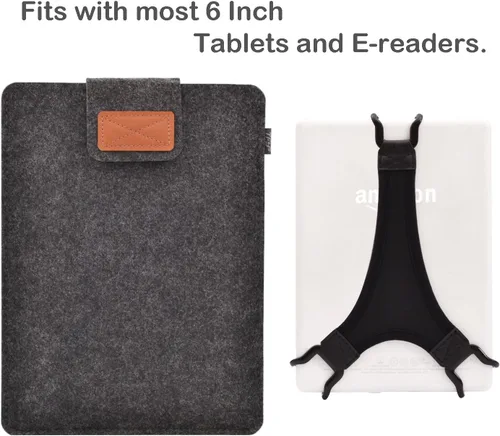 Miniatura 2 de TFY Bolsa protectora de transporte (gris oscuro), además de soporte para correa de mano para tabletas y lectores electrónicos de 6 pulgadas