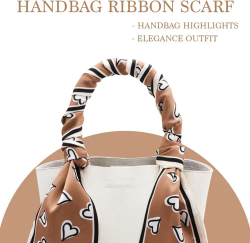 Miniatura 2 de Women's Designer Neckerchief Handbag Handle Ribbon Fashion Scarf Cute Heart Printed Hair Tie